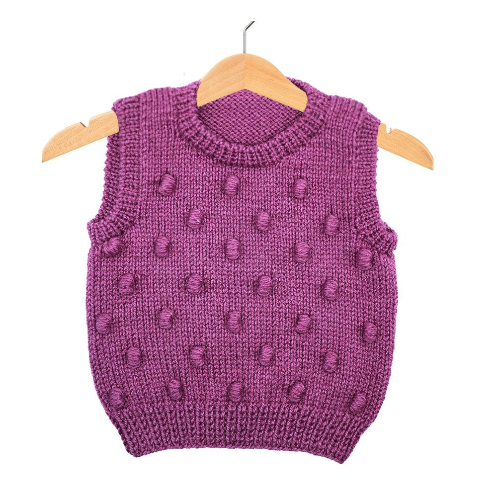 Lavender Vest with Handcrafted Knitted Accents