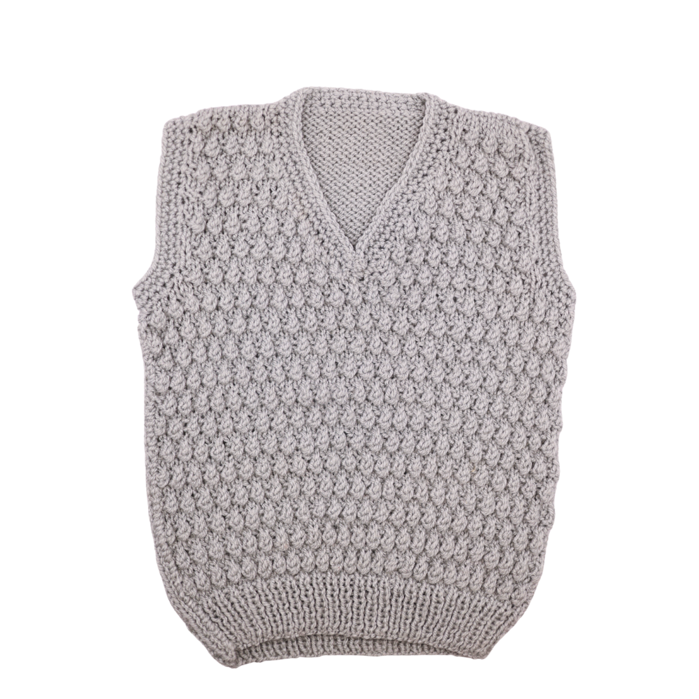Pewter Grey Knitted Pattern Vest